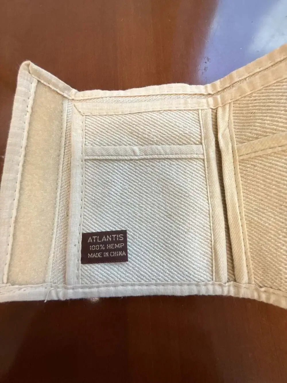 Atlantis 100% Hemp Tri-Fold Velcro Wallet